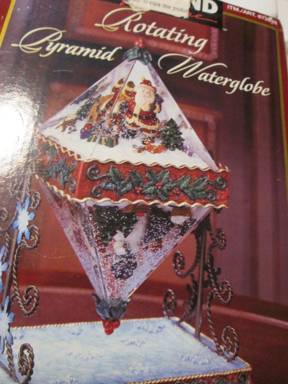 Kirkland Rotating Pyramid water globe santa and snowman In box